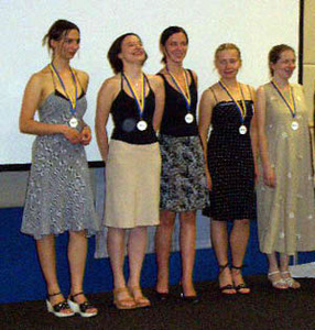 ETC 2005 women gold medalists Poland (Radziewicz, Socko, Zawadzka, Dworakowska, Zielinkska)