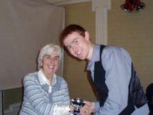 Councillor Maureen O' Sullivan presenting a prize to David Fitzsimons, winner of the masters section, Leinster Championships