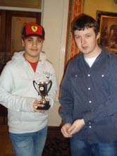Rory Delaney presenting a prize to Jake Maguire, winner of the novices section, Leinster Championship