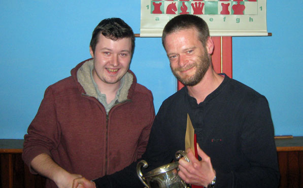John Joyce (right), winner of the Leinster Championships 2011 presented with his prize by Rory Delaney, who won the Majors.