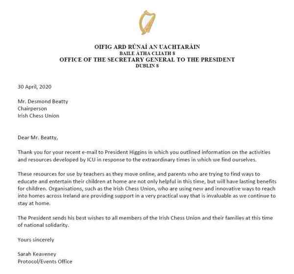 From the OFFICE OF THE SECRETARY GENERAL TO THE PRESIDENT