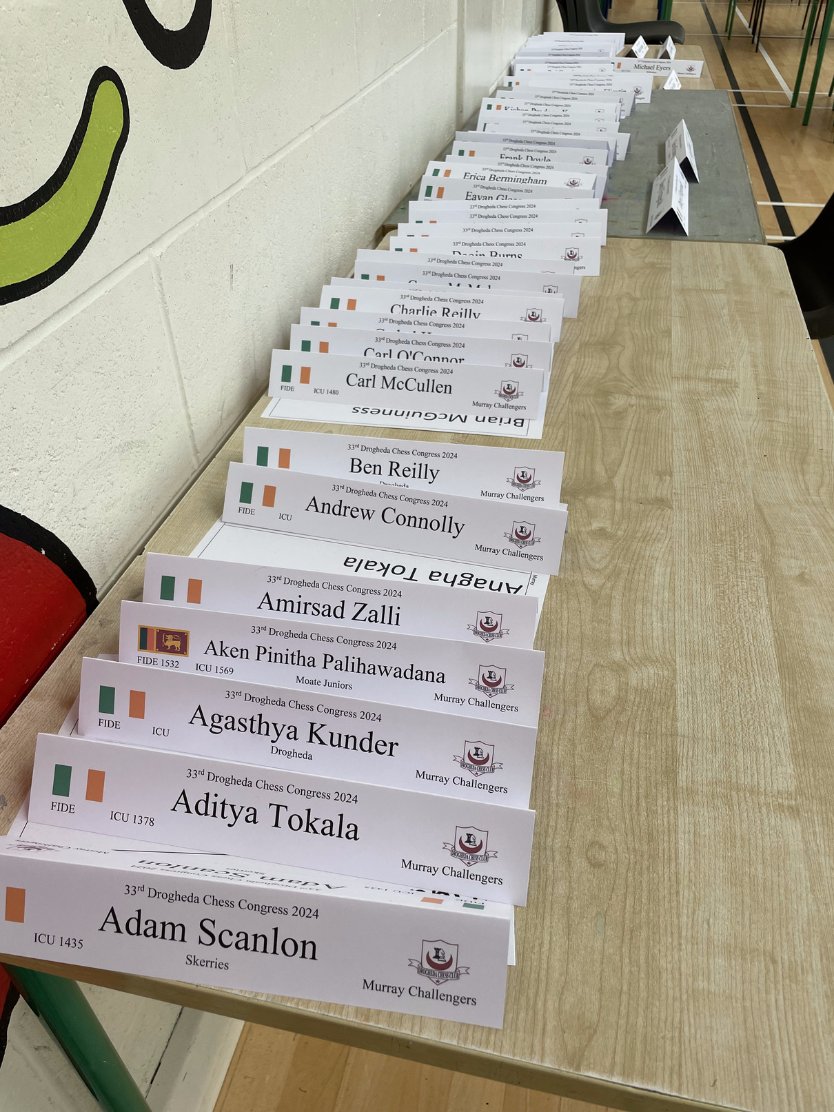 Drogheda Chess Congress 2024: Personalized Name Cards created by John Loughran