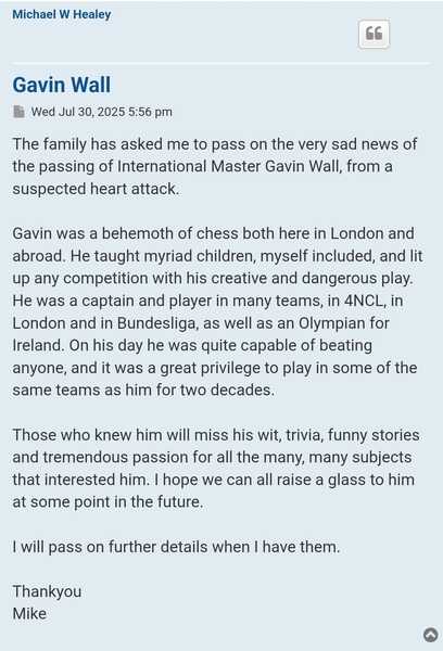 Gavin Wall RIP by Mike Healey